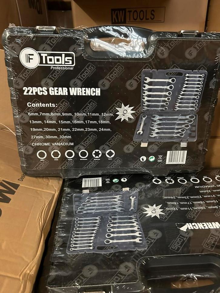 NIEUWE F Tools 22pcs Gear Wrench steek en ratelringsleutel, Doe-het-zelf en Verbouw, Gereedschapskisten, Zo goed als nieuw, Ophalen of Verzenden