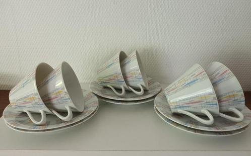 6 kop- en schotel van Schirnding Bavaria, jaren 1950, pastel, Antiek en Kunst, Antiek | Servies los, Ophalen of Verzenden