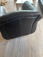 Lederen Fauteuil - Donkerrood/Zwart, Huis en Inrichting, Fauteuils, Gebruikt, Minder dan 75 cm, Leer, Ophalen of Verzenden