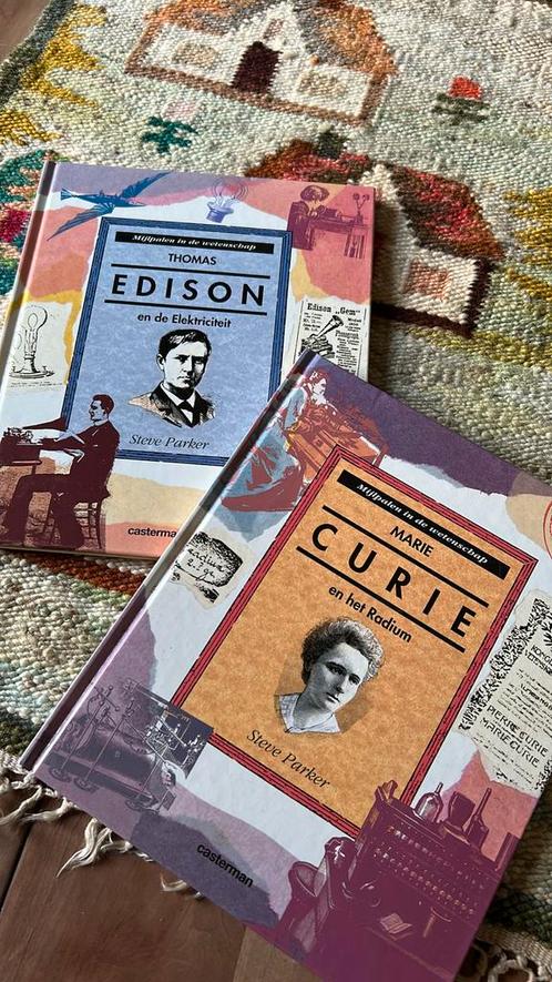 Mijlpalen in de wetenschap Thomas Edison & Marie Curie, Boeken, Kinderboeken | Jeugd | 10 tot 12 jaar, Zo goed als nieuw, Ophalen of Verzenden