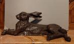 Bronzen beeld van een liggende haas, Ophalen of Verzenden