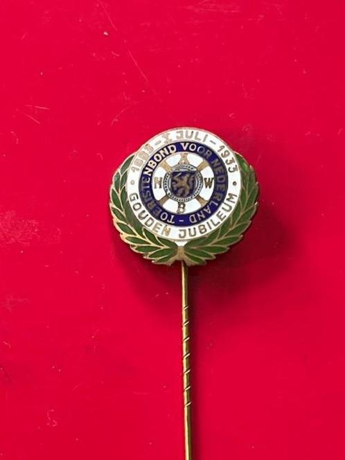 Emaille Speldje ANWB Gouden Jubileum 1 Juli 1833 - 1933, Verzamelen, Speldjes, Pins en Buttons, Gebruikt, Speldje of Pin, Transport