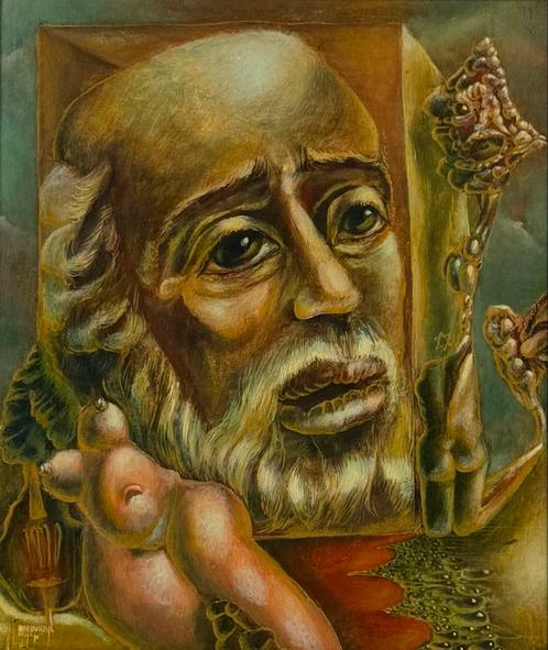 De Profeet - Frans Erkelens - Olieverf op paneel, Antiek en Kunst, Kunst | Schilderijen | Modern, Ophalen