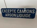 Vintage Frans Emaille Bord - Excepte Camions Argon Liquide, Ophalen
