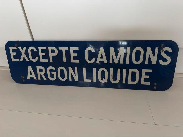 Vintage Frans Emaille Bord - Excepte Camions Argon Liquide, Antiek en Kunst, Antiek | Emaille, Ophalen