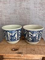 2 antieke Delfts blauwe bloempotten Royal Sphinx by Boch M14, Ophalen of Verzenden