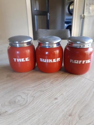 Vintage Thee, Suiker, Koffie Potten Set beschikbaar voor biedingen