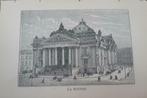 19 / Brussel La Bourse. Houtgravure uit 1892, Antiek en Kunst, Kunst | Etsen en Gravures, Ophalen of Verzenden