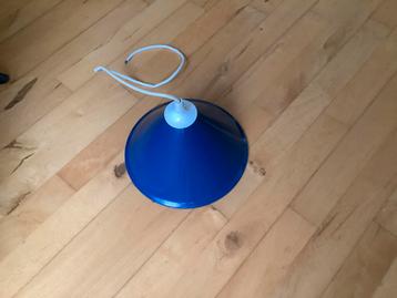 Metalen hanglamp, kobalt blauw. 25cm. Jaren ‘70 retro. beschikbaar voor biedingen