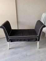 gestoffeerd bankje blauw met witte bies, Ophalen, Gebruikt, Minder dan 75 cm, Tweepersoons