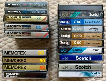 19x MEMOREX 3M Scotch Ampex cassettebandjes zeldzaam vintage beschikbaar voor biedingen