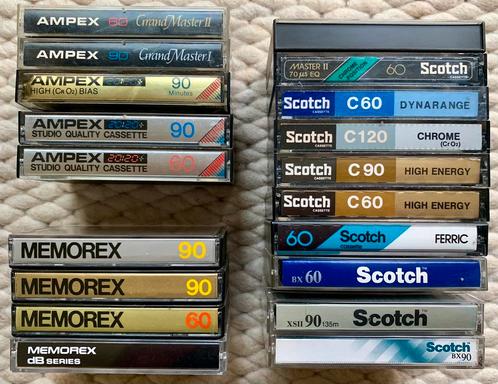 19x MEMOREX 3M Scotch Ampex cassettebandjes zeldzaam vintage, Cd's en Dvd's, Cassettebandjes, Gebruikt, Voorbespeeld, 2 t/m 25 bandjes