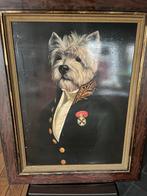 Uniek Schilderij: Hond in Uniform, Antiek en Kunst, Ophalen of Verzenden