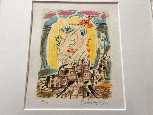 Kees Salentijn…zeefdruk…. Vrouw met strik, Antiek en Kunst, Kunst | Litho's en Zeefdrukken, Ophalen of Verzenden