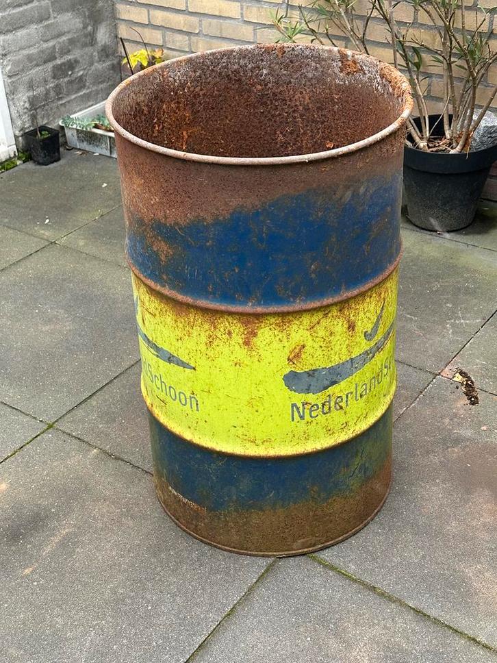 Vuurton, Tuin en Terras, Bloembakken en Plantenbakken, Gebruikt, Metaal, Balkon, 30 tot 60 cm, Minder dan 60 cm, Rond, Ophalen of Verzenden