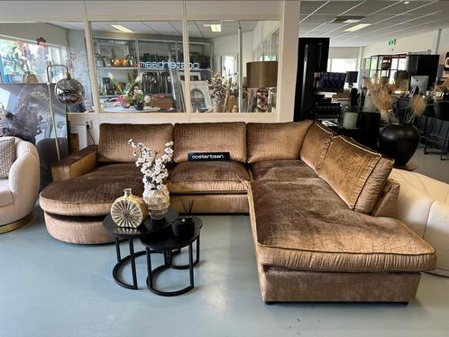 Luxe Velvet Croco U-bank 170x322x250cm NIEUW - Goud - UNIEK, Huis en Inrichting, Banken | Bankstellen, Nieuw, Hoekbank, Vierpersoons of meer