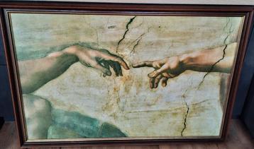 Schepping van Adam, handen van God en Adam. beschikbaar voor biedingen
