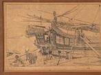 Ets Dirk Homberg Batavia 1925 Buginese prauw indonesie, Antiek en Kunst, Kunst | Etsen en Gravures, Ophalen of Verzenden