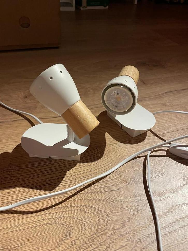 2 Leuke LED Lampjes met Houten Accent, Huis en Inrichting, Lampen | Losse lampen, Zo goed als nieuw, Led-lamp, Minder dan 30 watt