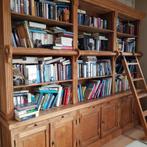 Teakhouten boekenkast met ladder, Huis en Inrichting, Kasten | Boekenkasten, Met deur(en), 25 tot 50 cm, 200 cm of meer, Teakhout koloniaal