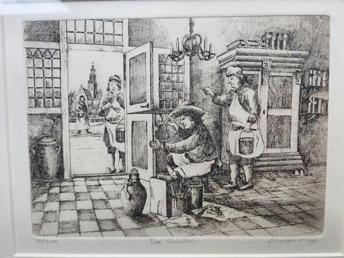 Ets van A. Wieringa - De Schilder, Antiek en Kunst, Kunst | Etsen en Gravures, Ophalen of Verzenden