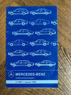 Prijslijst Mercedes-Benz personenwagens januari 1985, Nieuw, Ophalen of Verzenden, Mercedes-Benz, Mercedes