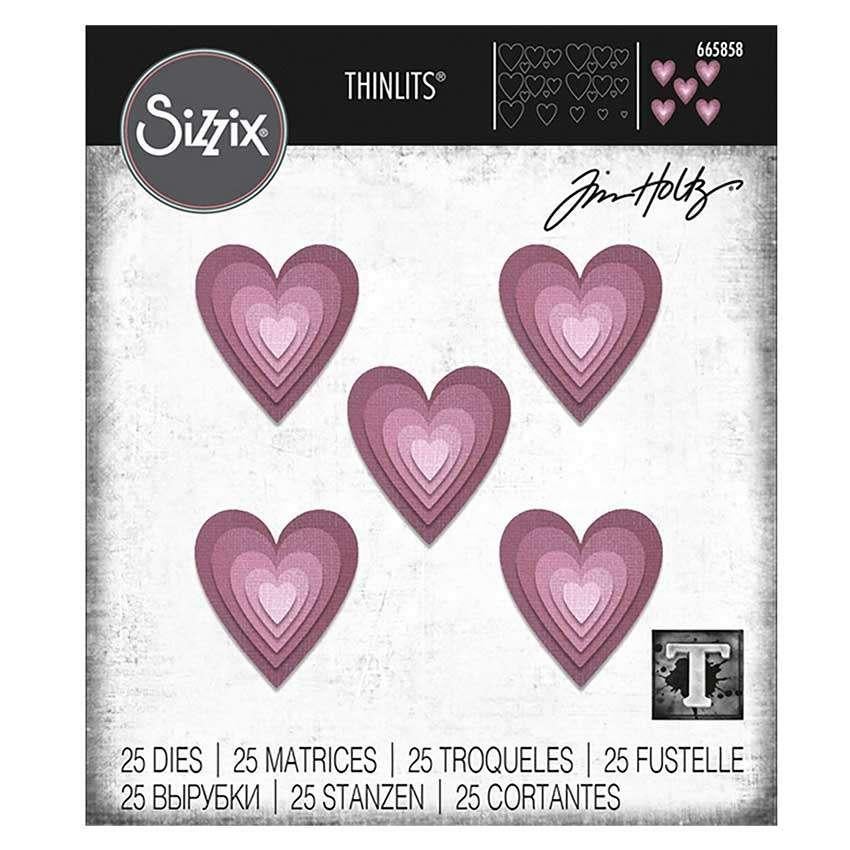 Sizzix Tim Holtz Thinlits Stacked Tiles Hearts #665858, Hobby en Vrije tijd, Scrapbooking, Verzenden, Nieuw, Frame of Mal, Sizzix