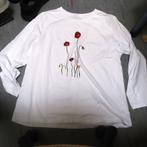 t shirt dames   maat XL  Wit met papavers lange mouw katoen, Verzenden, Wit, Maat 46/48 (XL) of groter, Nieuw