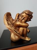 2 Goudkleurige houten engelen, Ophalen of Verzenden