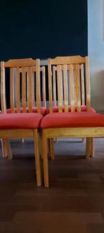 4 blank houten stoelen tafel 85x145 cm, Huis en Inrichting, Stoelen, Vier, Gebruikt, Hout, Ophalen