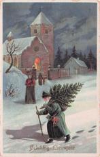 Kerstman - met kerstboom in de sneeuw (gel. 1921), Verzenden, 1920 tot 1940, Gelopen, Feest(dag)