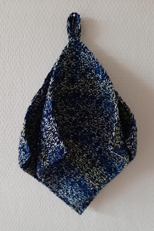 vrolijke gehaakte katoenen pannenlappen, Huis en Inrichting, Keuken | Textiel, Nieuw, Overige typen, Blauw, Ophalen of Verzenden