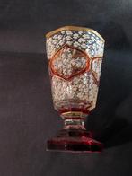 Antiek glazen bokaal met bladversiering 1800. 1972, Ophalen of Verzenden