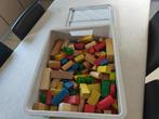 houten bouwblokken inclusief bewaarbak, Ophalen, Gebruikt
