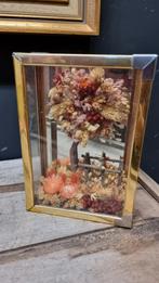 1296 Droogbloemen in glas met gouden omlijsting Moederdag, Ophalen of Verzenden, Zo goed als nieuw