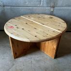 Jaren 70 massief scandinavisch grenen salontafel 2 delen, Ophalen, Gebruikt, Metaal, Rond