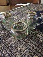 Antieke glazen set melk suiker en lepelvaasje, Antiek en Kunst, Ophalen of Verzenden