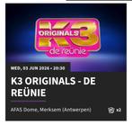 k3 the originals zitplaatsen antwerpen, Twee personen, Juni, Pop