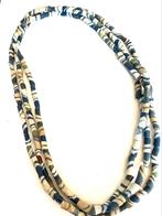 Vintage Ghanese glas handelskralen lange ketting, Ophalen of Verzenden, Zo goed als nieuw, Blauw, Overige materialen