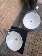 Keramieken wasbak 2x, Doe-het-zelf en Verbouw, Sanitair, Ophalen, Gebruikt, Steen, Wastafel