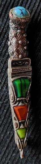 Broche dolk Schotland Keltisch Miracle verschillende stenen, Overige materialen, Gebruikt, Ophalen of Verzenden, Zilver
