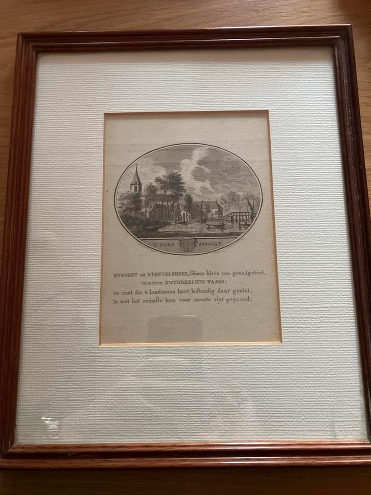 Originele kopergravure Rijsoord & Strevelshoek - 1793, Antiek en Kunst, Kunst | Etsen en Gravures, Verzenden