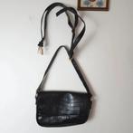 Zwarte schoudertas tas lange riem slangenprint, Sieraden, Tassen en Uiterlijk, Tassen | Damestassen, Verzenden, Schoudertasje