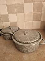 Gewolkt emaille 2 pannen grijs wolken, Ophalen of Verzenden, Overige materialen, Pannenset