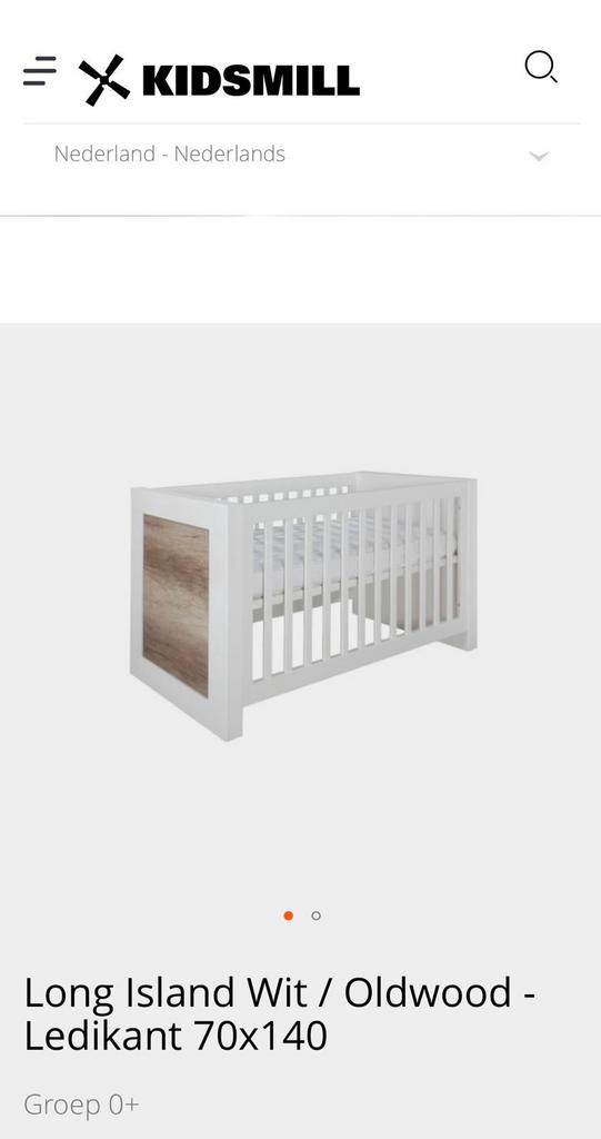 Kidsmill Long Island Ledikant Wit/Oldwood met matras, Ophalen, Gebruikt, Ledikant