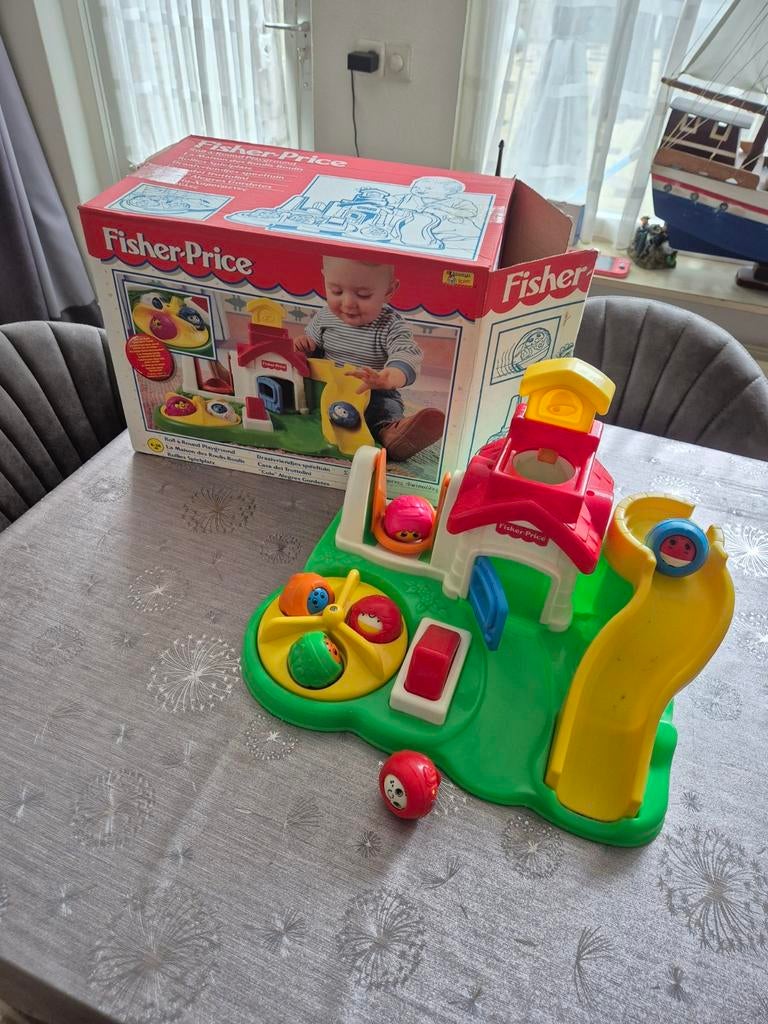 Fisher-Price Roll & Round Playground met doos, Kinderen en Baby's, Speelgoed | Fisher-Price, Ophalen of Verzenden, Gebruikt, Speelset