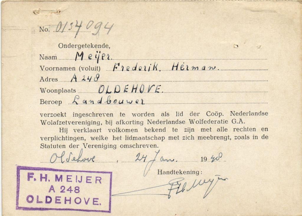 F.H. Meijer, landbouwer, Oldehove - 01.1948 - briefkaart, Ophalen of Verzenden, Briefkaart
