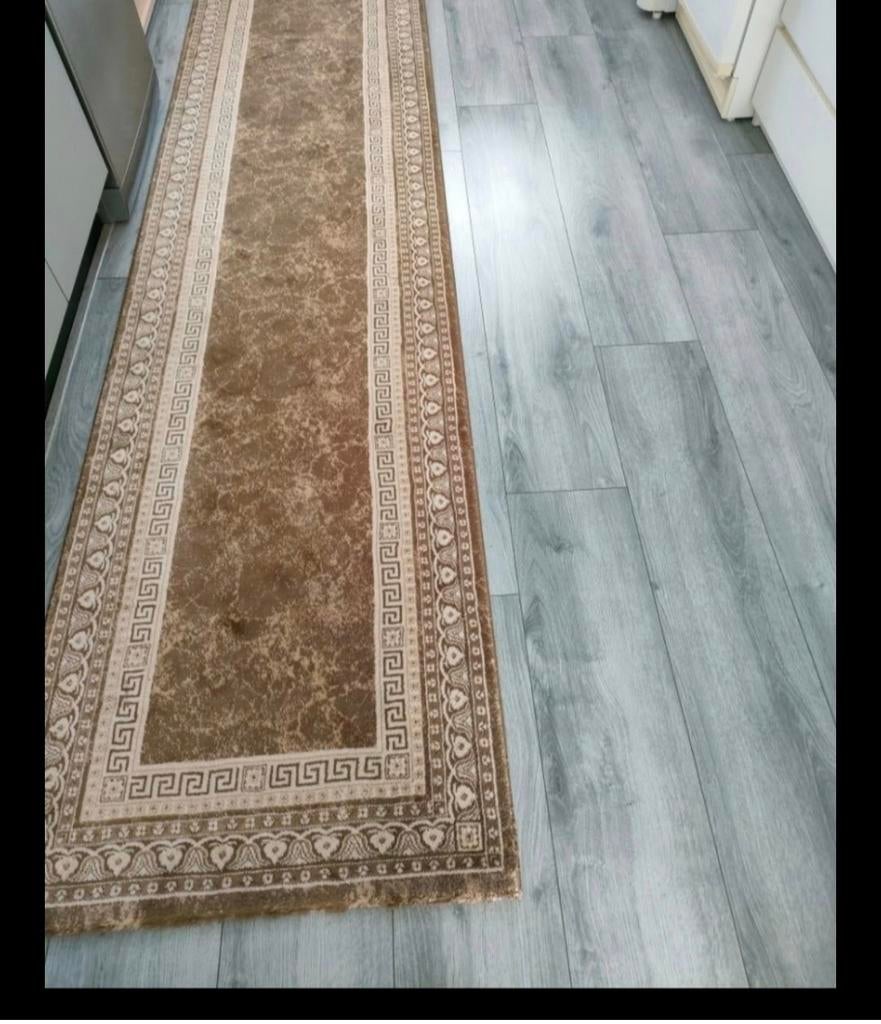 Lange bruine loper met klassiek patroon, Huis en Inrichting, Stoffering | Tapijten en Kleden, Minder dan 50 cm, Gebruikt, Klassiek, Traditioneel