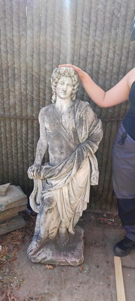 Antiek stenen beeld van klassieke figuur, Tuin en Terras, Ophalen, Gebruikt, Steen, Mensenbeeld