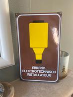Emaille bord Erkend Elektrotechnisch Installateur, Ophalen of Verzenden, Gebruikt, Reclamebord